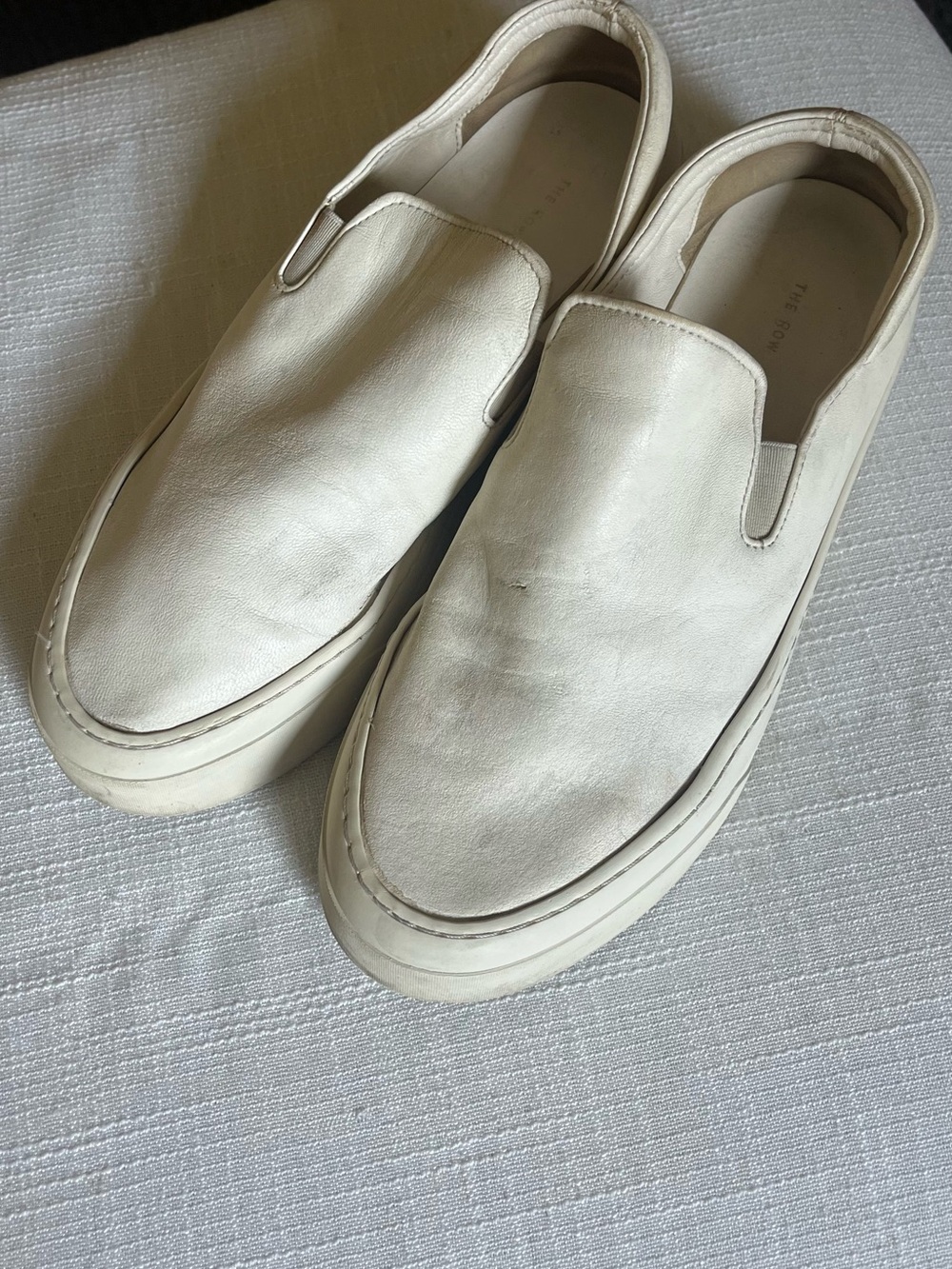The Row  Slip-On Leather Sneaker in Cream 38.5